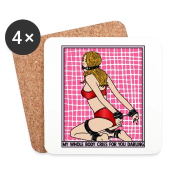 EROTIC GIRL SEXY BALL GAG SUBMISSION BONDAGE - Coasters (set of 4) - white - Front