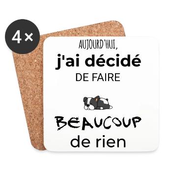 Cadeau humour chien homme ou femme - Dessous de verre (lot de 4) - blanc - Devant