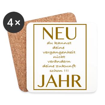 New Jahr deine Zukunft Jahr - Spruch - Untersetzer (4er-Set) - Weiß - Vorne