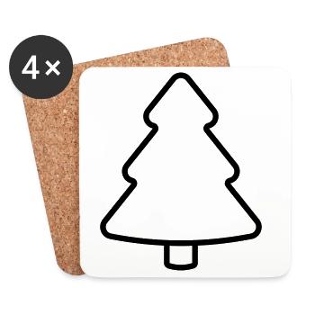 Christmas Tree, Fir Tree, Fir Tree, Christmas - Coasters (set of 4) - white - Front