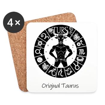 Zodiac sign Taurus 001 black - Coasters (set of 4) - white - Front