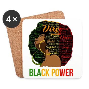 Afro Power Wortwolke Portrait - Untersetzer (4er-Set) - Weiß - Vorne