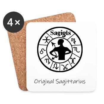 Signe du zodiaque Sagittaire 001 noir - Dessous de verre (lot de 4) - blanc - Devant
