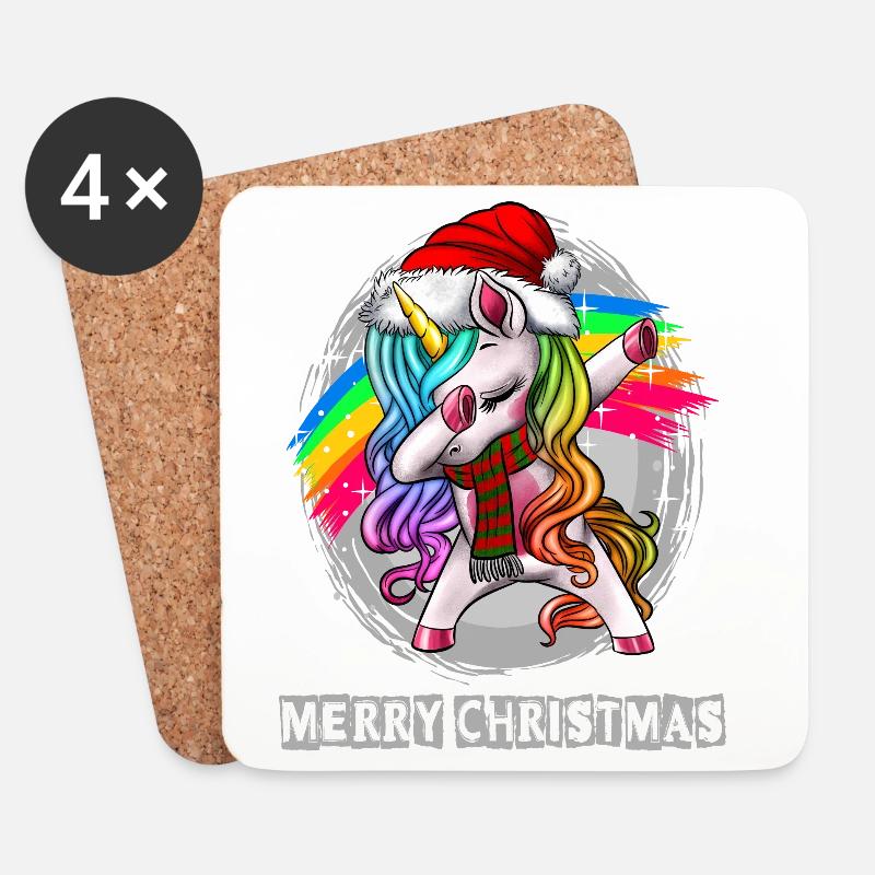 Dabbing Unicorn Weihnachten Spruch Einhorn - Untersetzer (4er-Set) - Weiß