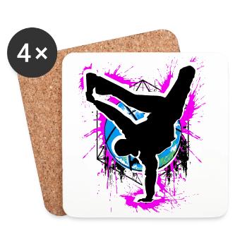 Breakdance - Breakdancer - Breakdancing - BBoy - Untersetzer (4er-Set) - Weiß - Vorne