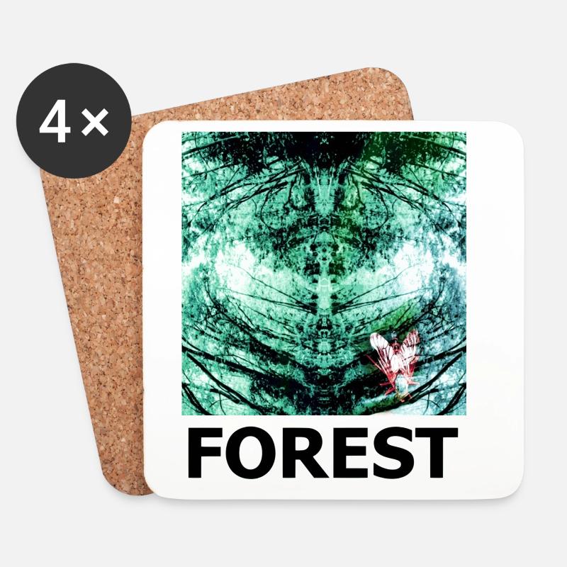 Wald Kaleidoskop FOREST - Untersetzer (4er-Set) - Weiß