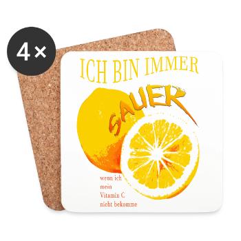 ich bin immer sauer Vitamin C Zitrone - Untersetzer (4er-Set) - Weiß - Vorne