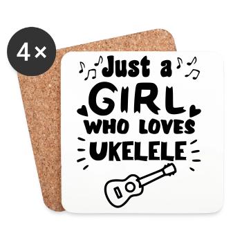 Just a girl who really likes to play ukulele * - Coasters (set of 4) - white - Front