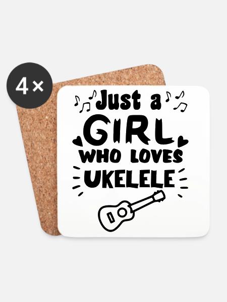 Nur ein Mädchen, das wirklich gerne Ukulele spielt * - Untersetzer (4er-Set) - Weiß