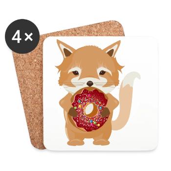 zauberhafter kleiner Fuchs mit leckeren Donut - Untersetzer (4er-Set) - Weiß - Vorne