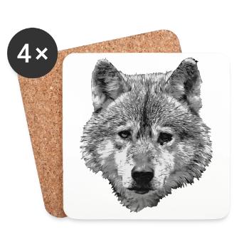 BERIX WOLF Tête SW - Dessous de verre (lot de 4) - blanc - Devant