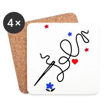Sewing by hand brings love and joy - Coasters (set of 4) - white - Front