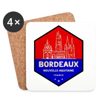 Blason de Bordeaux Rouge Bleu - Dessous de verre (lot de 4) - blanc - Devant