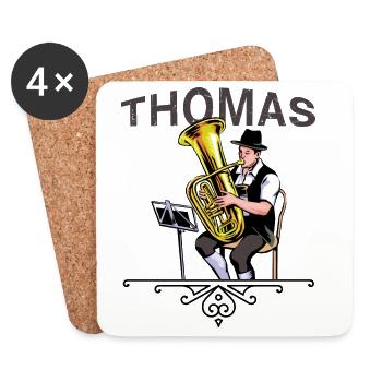 Tuba player folk music THOMAS - Coasters (set of 4) - white - Front