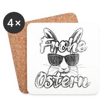 Frohe Ostern cooler Osterhase mit Sonnenbrille - Untersetzer (4er-Set) - Weiß - Vorne