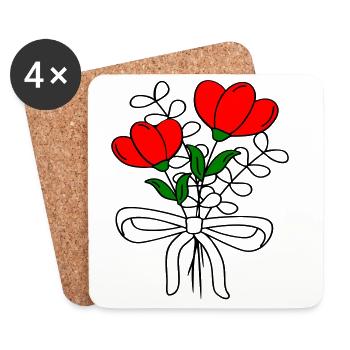 Blumenstrauss, Flowers - Untersetzer (4er-Set) - Weiß - Vorne