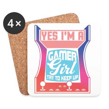 Ja, ich bin ein Gamer-Mädchen, das versucht, Schritt zu halten, Spiele lustig - Untersetzer (4er-Set) - Weiß - Vorne