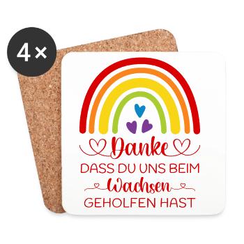 Danke sagen Kita Kindergarten Boho Regenbogen bunt - Untersetzer (4er-Set) - Weiß - Vorne