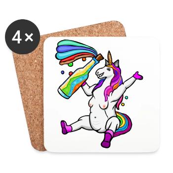 funny LGPT unicorn, colorful unicorn, rainbow - Coasters (set of 4) - white - Front