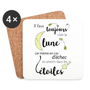 Il faut toujours viser la Lune - Dessous de verre (lot de 4) - blanc - Devant