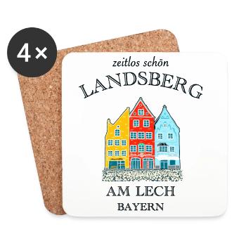 Landsberg, zeitlos schön, Bayern - Untersetzer (4er-Set) - Weiß - Vorne