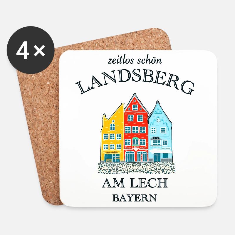 Landsberg, zeitlos schön, Bayern - Untersetzer (4er-Set) - Weiß
