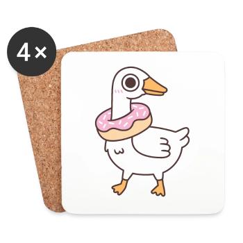 Süße alberne Gans mit Donut um den Hals - Untersetzer (4er-Set) - Weiß - Vorne