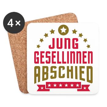 Junggesellinnenabschied (Schriftzug) - Untersetzer (4er-Set) - Weiß - Vorne