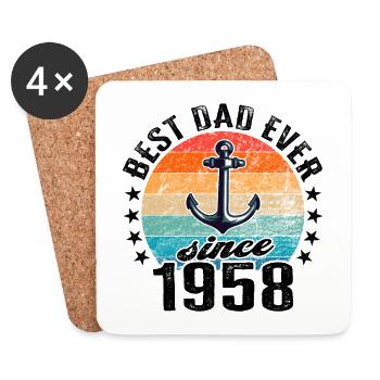 Bester Papa der Welt seit 1958 Kapitän - Untersetzer (4er-Set) - Weiß - Vorne