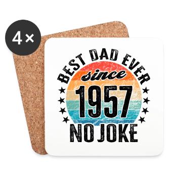 Meilleur père du monde depuis 1957 Pas de blague - Dessous de verre (lot de 4) - blanc - Devant