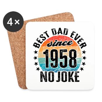 Best Dad Ever Since 1958 Variante No Joke - Untersetzer (4er-Set) - Weiß - Vorne