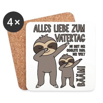 Alles Liebe zum Vatertag - Coolster Papa der Welt - Untersetzer (4er-Set) - Weiß - Vorne