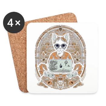 Circuit Cat in Antique Circle - Coasters (set of 4) - white - Front