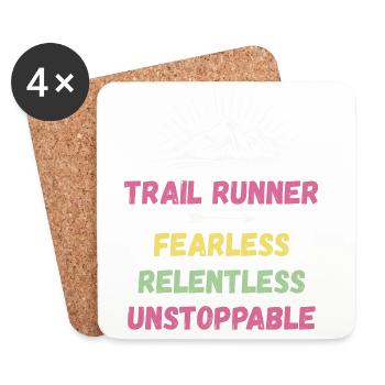 Coureur de trail - Intrépide. Implacable. Imparable. - Dessous de verre (lot de 4) - blanc - Devant