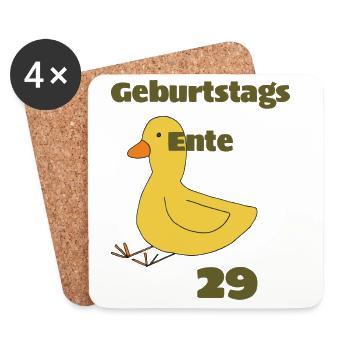 geburtstagsente - Untersetzer (4er-Set) - Weiß - Vorne