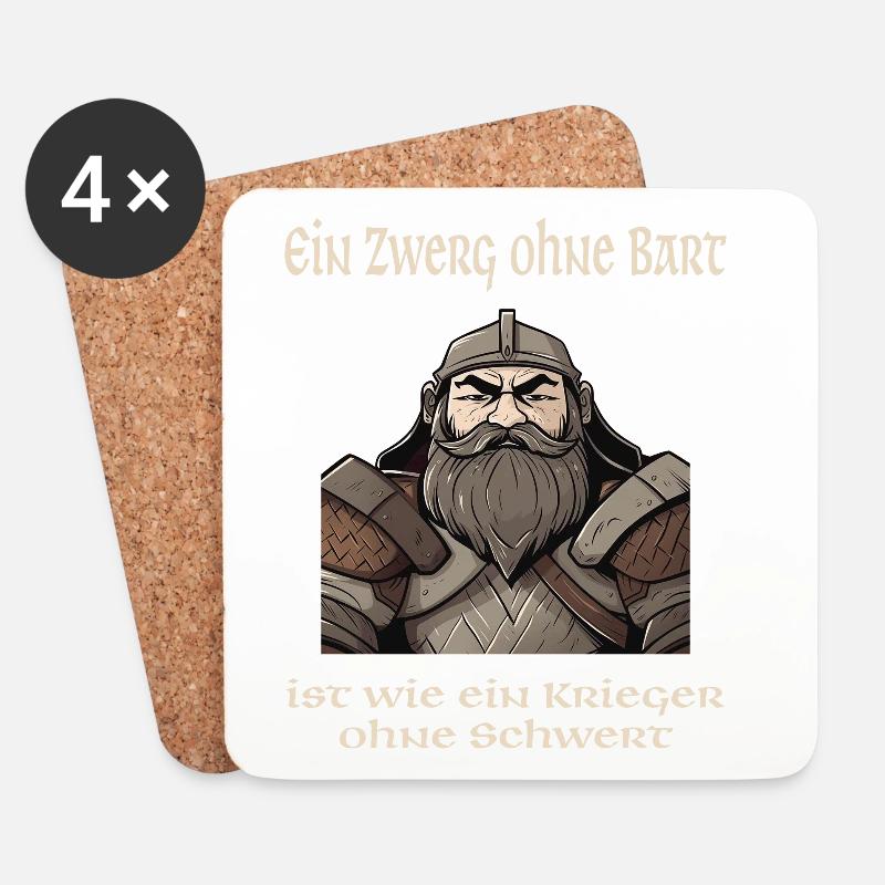 Zwergen Design - Stolz und Kraft der Zwerge - Untersetzer (4er-Set) - Weiß