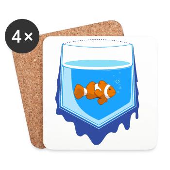 Poisson de poche - Dessous de verre (lot de 4) - blanc - Devant