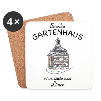 Lünen, Haus Oberfelde, Gartenhaus, Kreis Unna, NRW - Untersetzer (4er-Set) - Weiß - Vorne