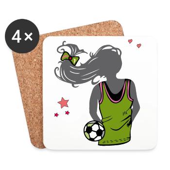 Frauenfußball, Fußball, Girl - Untersetzer (4er-Set) - Weiß - Vorne