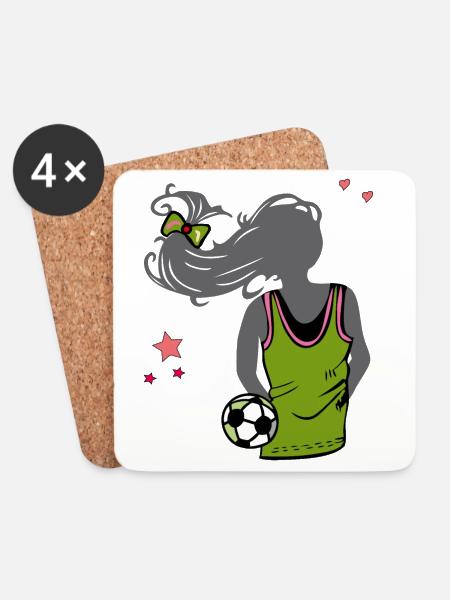 Frauenfußball, Fußball, Girl - Untersetzer (4er-Set) - Weiß