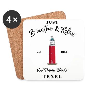 LighthouseTexel, Île de Frise occidentale Pays-Bas - Dessous de verre (lot de 4) - blanc - Devant