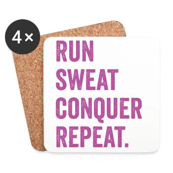 Courir. Sueur. Conquérir. Répéter. - Dessous de verre (lot de 4) - blanc - Devant