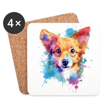 Ein farbenfroher Hund im Watercolor Style - Untersetzer (4er-Set) - Weiß - Vorne