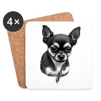 Mignon Chihuahua à poil court - Dessous de verre (lot de 4) - blanc - Devant