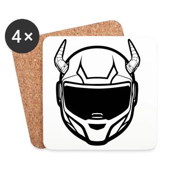 Casque de moto de motocross avec deux cornes - Dessous de verre (lot de 4) - blanc - Devant