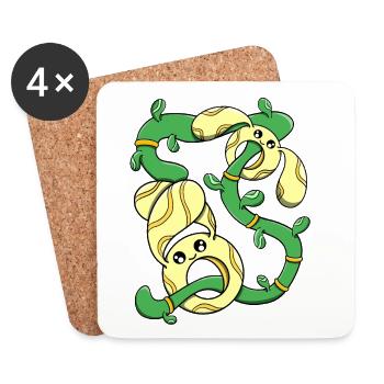 Naturgeister, grüne Knubbelringe, Creative Art - Untersetzer (4er-Set) - Weiß - Vorne