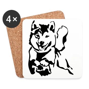 Shiba Inu - Untersetzer (4er-Set) - Weiß - Vorne