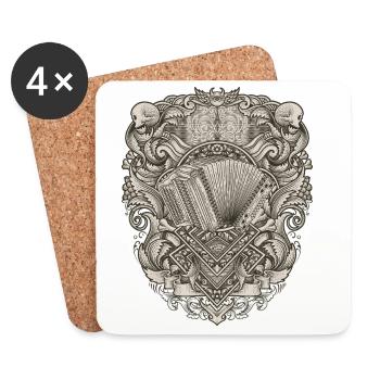 Styrian Harmonica Vintage Illu | ZiachON! - Coasters (set of 4) - white - Front