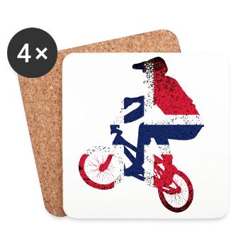 Tri-Flag-Fahrer auf dem Fahrrad - Untersetzer (4er-Set) - Weiß - Vorne