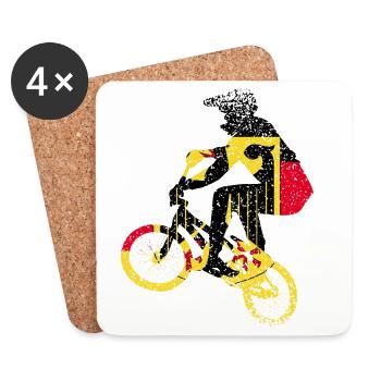 Geometrischer Radfahrer auf Lastfahrrad - Untersetzer (4er-Set) - Weiß - Vorne